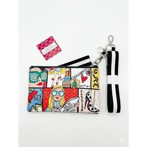 Glam Girl Crossbody Pouch Pop Art Comic Strip Graphic Bag with Striped Strap